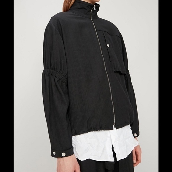 Jacket Coat 3.1 Phillip Lim Cinched ruched tiered sleeves Anorak Black size SP - Picture 6 of 8